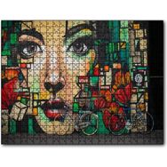 Cakapuzzle Duvar Boyama Kadın Yüzü ve Bisikletler Mdf 255 Parça Puzzle