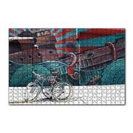 Cakapuzzle Duvar Boyama ve Önünde Bisikletler 120 Parça Ahşap Puzzle
