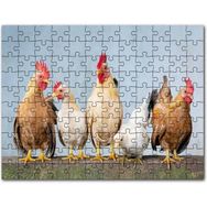 Cakapuzzle Duvarın Üstünde Kahverengi Beyaz Tavuklar Mdf 500 Parça Puzzle