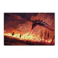Cakapuzzle Ejderha Aleviyle Yanan Orman ve Savaşçılar 120 Parça Ahşap Puzzle