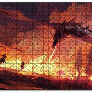 Cakapuzzle Ejderha Aleviyle Yanan Orman ve Savaşçılar Mdf 500 Parça Puzzle