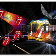Cakapuzzle Elektrogitar Kırmızı Dudaklar ve Dil Mdf 255 Parça Puzzle