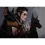 Cakapuzzle Elf Kızı ve İki Doberman Köpeği 120 Parça Ahşap Puzzle