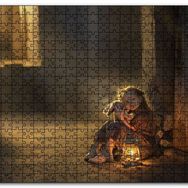 Cakapuzzle Eski Ev Kız Çocuğu Fener Oyuncak Görseli Mdf 255 Parça Puzzle