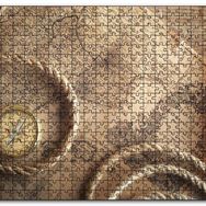 Cakapuzzle Eski İspanya Portekiz Haritası Pusula ve Halat Mdf 120 Parça Puzzle