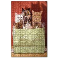 Cakapuzzle Eski Kağıt Çantada Kediler Fareler Görseli Ahşap 255 Parça Puzzle