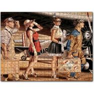 Cakapuzzle Eski Uçak Pilotlar ve Kadın Yolcular Mdf 120 Parça Puzzle