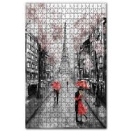 Cakapuzzle Eyfel Binalar ve Kırmızı Şemsiyeli Çiftler Ahşap 1000 Parça Puzzle