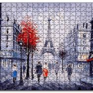 Cakapuzzle Eyfel Kulesi ve Paris Sokaklarında İnsanlar Mdf 500 Parça Puzzle