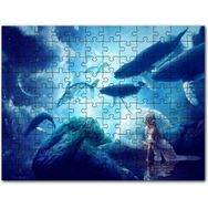 Cakapuzzle Fantastik Dünyanın Uçan Balinaları ve Genç Kız Mdf 255 Parça Puzzle