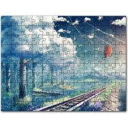 Cakapuzzle Fantastik Gökyüzü Demiryolu Uçan Balon Orman Mdf 120 Parça Puzzle