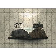 Cakapuzzle Fantastik Kitap Sayfaları Üstünde Eski Evler Mdf 120 Parça Puzzle