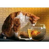 Cakapuzzle Fanustaki Balık ve İzleyen Kedi 120 Parça Ahşap Puzzle