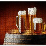 Cakapuzzle Fıçı Üzerinde Başaklar ve Köpüklü Biralar Mdf 120 Parça Puzzle