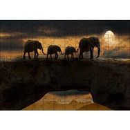 Cakapuzzle Fil Ailesi Dolunay ve Bulutlar Mdf 120 Parça Puzzle