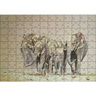 Cakapuzzle Fil Sürüsü ve Tozlu Topraklar 120 Parça Ahşap Puzzle