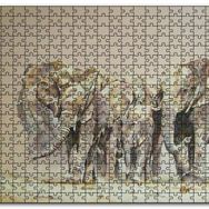 Cakapuzzle Fil Sürüsü ve Tozlu Topraklar Mdf 1000 Parça Puzzle