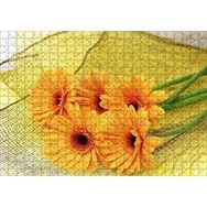 Cakapuzzle File Üzerinde Turuncu Papatya Demeti Görseli 120 Parça Ahşap Puzzle