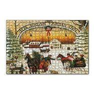 Cakapuzzle Fox Briar Çiftliği Yılbaşında İnsanlar 120 Parça Ahşap Puzzle