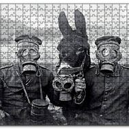 Cakapuzzle Gaz Maskeli Askerler ve Eşek Sb Mdf 1000 Parça Puzzle