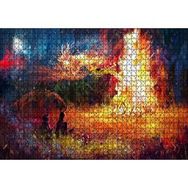Cakapuzzle Gece Ormanda Kamp Ateşi ve Yüksek Alevler Mdf 1000 Parça Puzzle