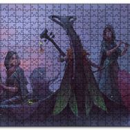 Cakapuzzle Gece Sisler Arasındaki Kayık ve Çalgıcı Kızlar Mdf 500 Parça Puzzle