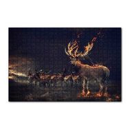 Cakapuzzle Gece ve Geyikler İllüstrasyon 120 Parça Ahşap Puzzle