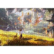Cakapuzzle Genç Kadın ve Dev Yapraklar Yağlıboya Efekt 120 Parça Ahşap Puzzle