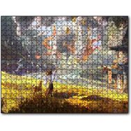 Cakapuzzle Genç Kadın ve Dev Yapraklar Yağlıboya Efekt Mdf 1000 Parça Puzzle