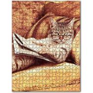 Cakapuzzle Gezete Okuyan Kedi Desenli Görsel 120 Parça Puzzle