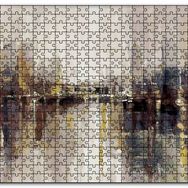 Cakapuzzle Gökdelenler ve Denizdeki Yansımaları Yağlıboya Mdf 1000 Parça Puzzle
