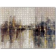 Cakapuzzle Gökdelenler ve Denizdeki Yansımaları Yağlıboya Mdf 255 Parça Puzzle
