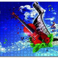 Cakapuzzle Gökyüzündeki Notalar ve Gitar Ahşap 1000 Parça Puzzle