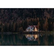 Cakapuzzle Göl Kenarındaki Villa ve Sık Ağaçlar Mdf 1000 Parça Puzzle