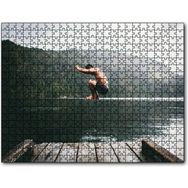 Cakapuzzle Göl Orman İskele ve Atlayış Yapan Adam Mdf 1000 Parça Puzzle