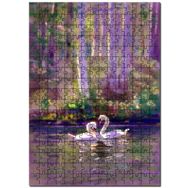 Cakapuzzle Göldeki Bir Çift Kuğu Yağlıboya Çizim Mdf 255 Parça Puzzle