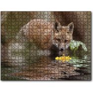 Cakapuzzle Göldeki Sarı Çiçeği İzleyen Yavru Tilki Mdf 255 Parça Puzzle