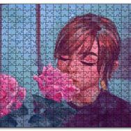Cakapuzzle Gözleri Kapalı Kız ve Pembe Gül Mdf 120 Parça Puzzle