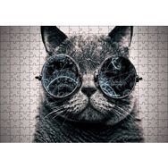 Cakapuzzle Gözlüklü Siyah Kedi ve Formüller 120 Parça Ahşap Puzzle