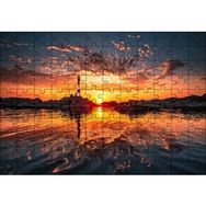 Cakapuzzle Günbatımı Deniz Feneri Kayalıklar ve Bulutlar Mdf 120 Parça Puzzle