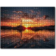 Cakapuzzle Günbatımı Deniz Feneri Kayalıklar ve Bulutlar Mdf 255 Parça Puzzle