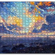 Cakapuzzle Günbatımı Deniz Yelkenliler Kız Alacalı Gökyüzü Mdf 255 Parça Puzzle