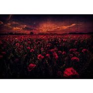 Cakapuzzle Günbatımı Gelincik Tarlası ve Kızıl Gökler Mdf 120 Parça Puzzle