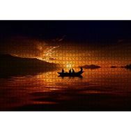 Cakapuzzle Günbatımı Göldeki Sandal ve 4 Adam Mdf 1000 Parça Puzzle
