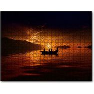 Cakapuzzle Günbatımı Göldeki Sandal ve 4 Adam Mdf 255 Parça Puzzle