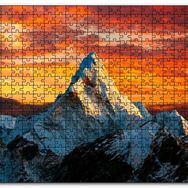 Cakapuzzle Günbatımı Kızıl Gökyüzü ve Karlı Zirve Mdf 500 Parça Puzzle