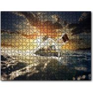 Cakapuzzle Günbatımı Okyanus Şişe Yengeç ve Kumsal Evi Mdf 255 Parça Puzzle