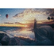 Cakapuzzle Günbatımı Sıcak Hava Balonu Sahil ve Kadın 120 Parça Ahşap Puzzle
