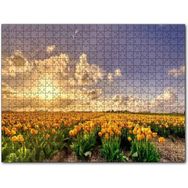 Cakapuzzle Günbatımında Bulutlar ve Sarı Laleler Mdf 255 Parça Puzzle