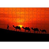 Cakapuzzle Günbatımında Develeri Çeken Adam Mdf 120 Parça Puzzle